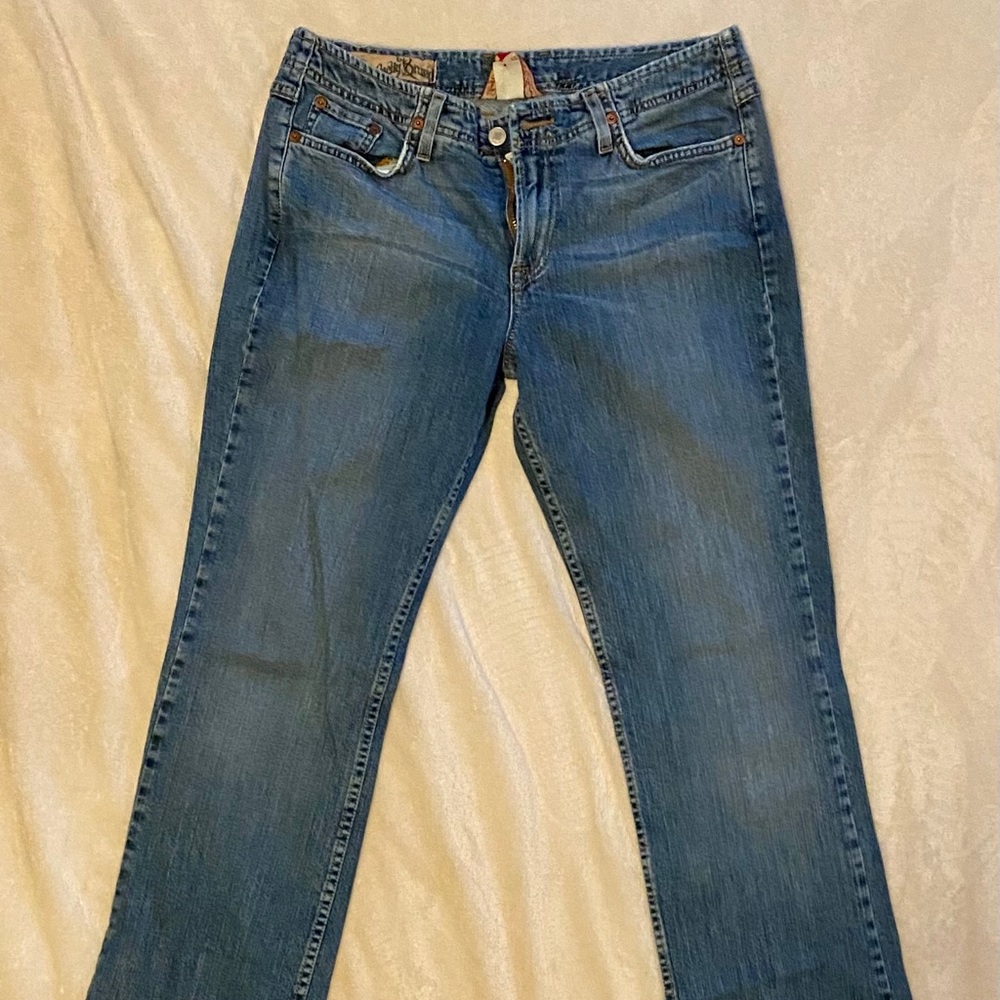 Vintage Lucky Brand Button Fly Bootcut Denim Long inseam size 30 Button Down